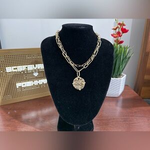 New A New Day textured round pendant layered necklace gold